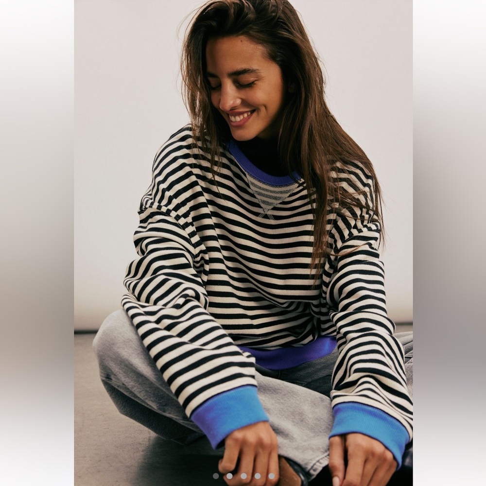 Free People Classic Striped Oversized Crewneck